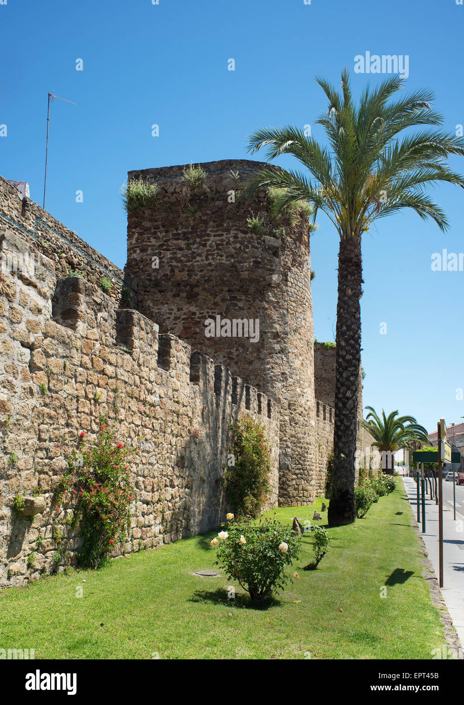 Stadtmauer von Plasencia, Cáceres, Extremadura. Spanien Stockfoto