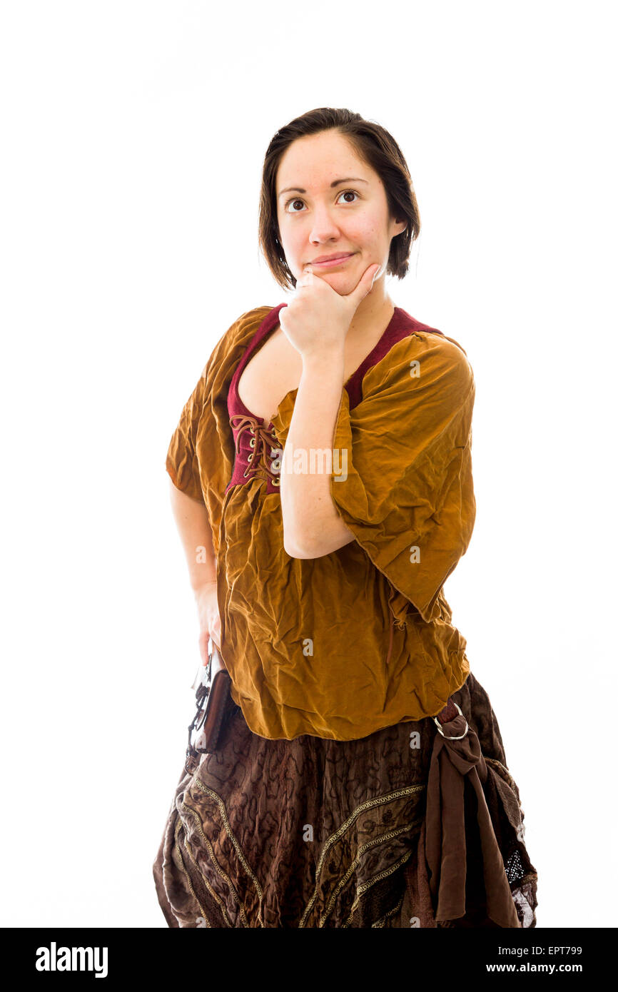Junge Erwachsene kaukasischen Frau isoliert auf weißem Hintergrund Stockfoto