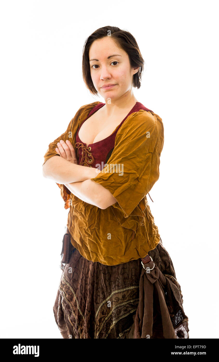 Junge Erwachsene kaukasischen Frau isoliert auf weißem Hintergrund Stockfoto