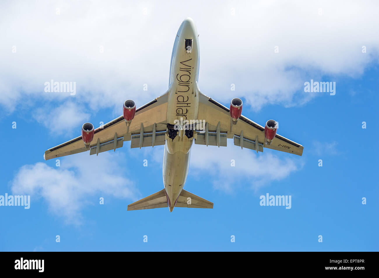 Boeing 747 Virgin Atlantic gerade abgenommen vom Flughafen Manchester Stockfoto