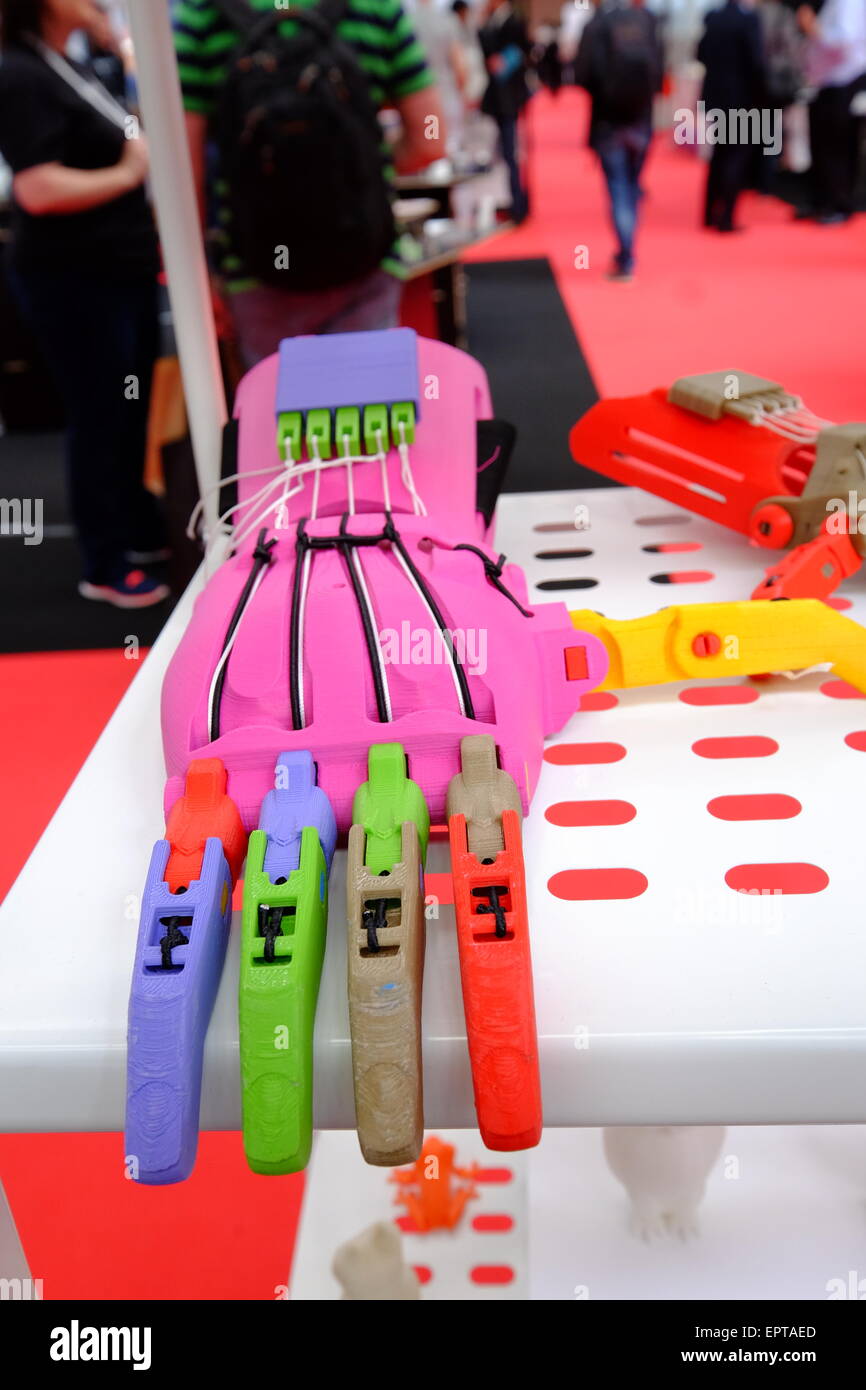 London, UK. 21. Mai 2015. 3D Drucktechnologie auf show im Handel fair in London, Hand für Kind Credit: Rachel Megawhat/Alamy Live News Stockfoto