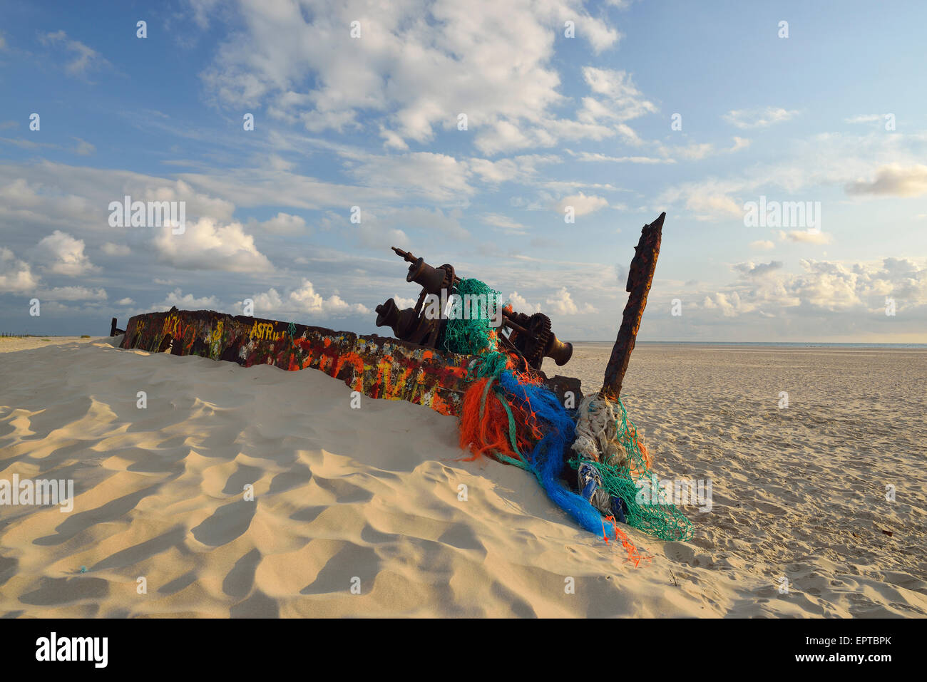 Das Schiffswrack am Ostende, Norderney, Nordsee, Ost Friesland Insel senken Sachsen, Deutschland Stockfoto