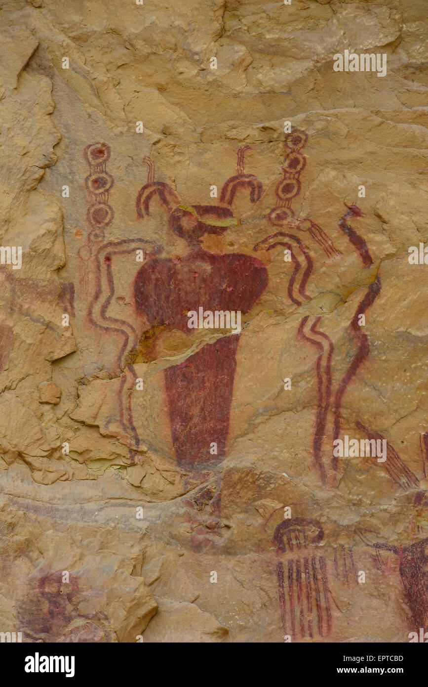 Piktogramme oder Petroglyphen, Felsmalereien, Sego Canyon, Schranke oder Horseshoe Canyon, Utah, USA Stockfoto