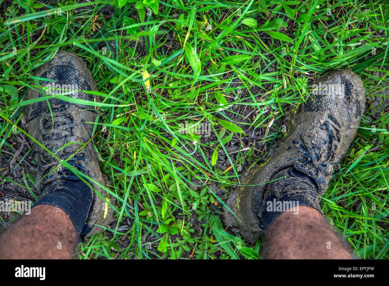 Schmutzige Schuhe Stockfoto