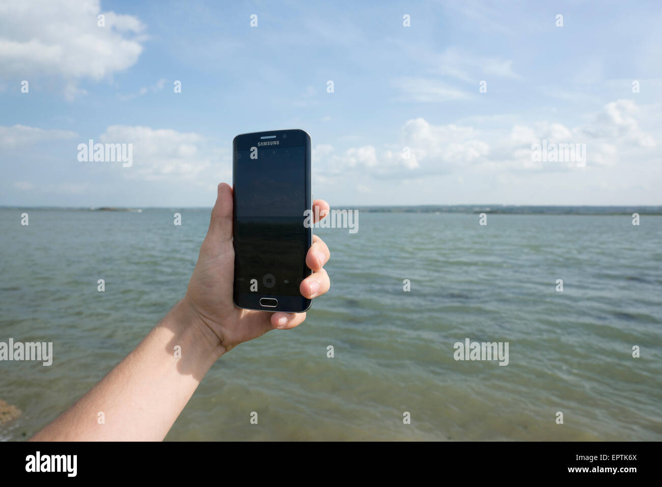 Samsung S6 Kante, fotografieren, mit dem neuen Gerät, Clam ruhige entspannende Atmosphäre testen Stockfoto