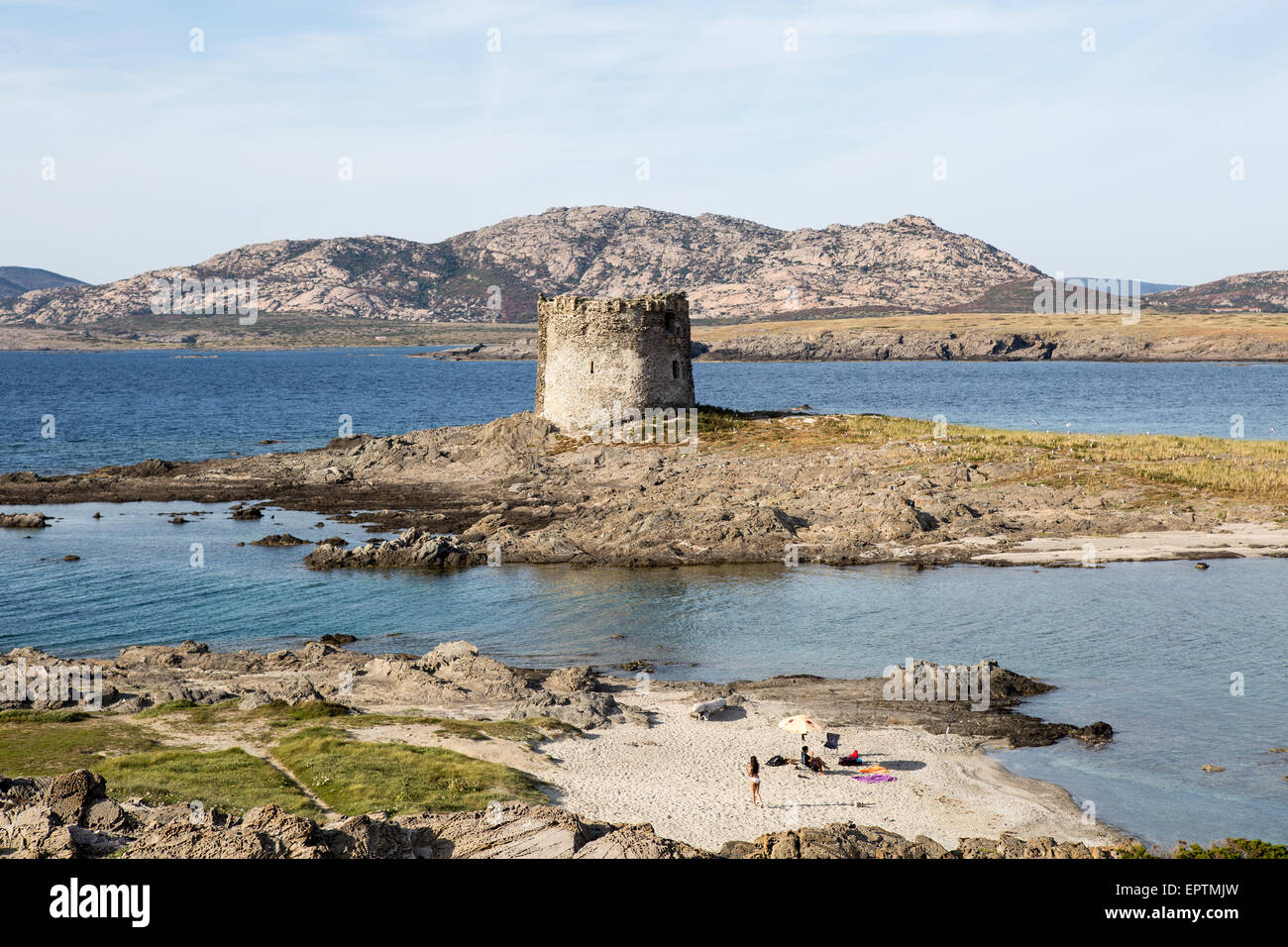 Mittelalterliche Burg in Stintino Strand Sardinien Italien Stockfoto