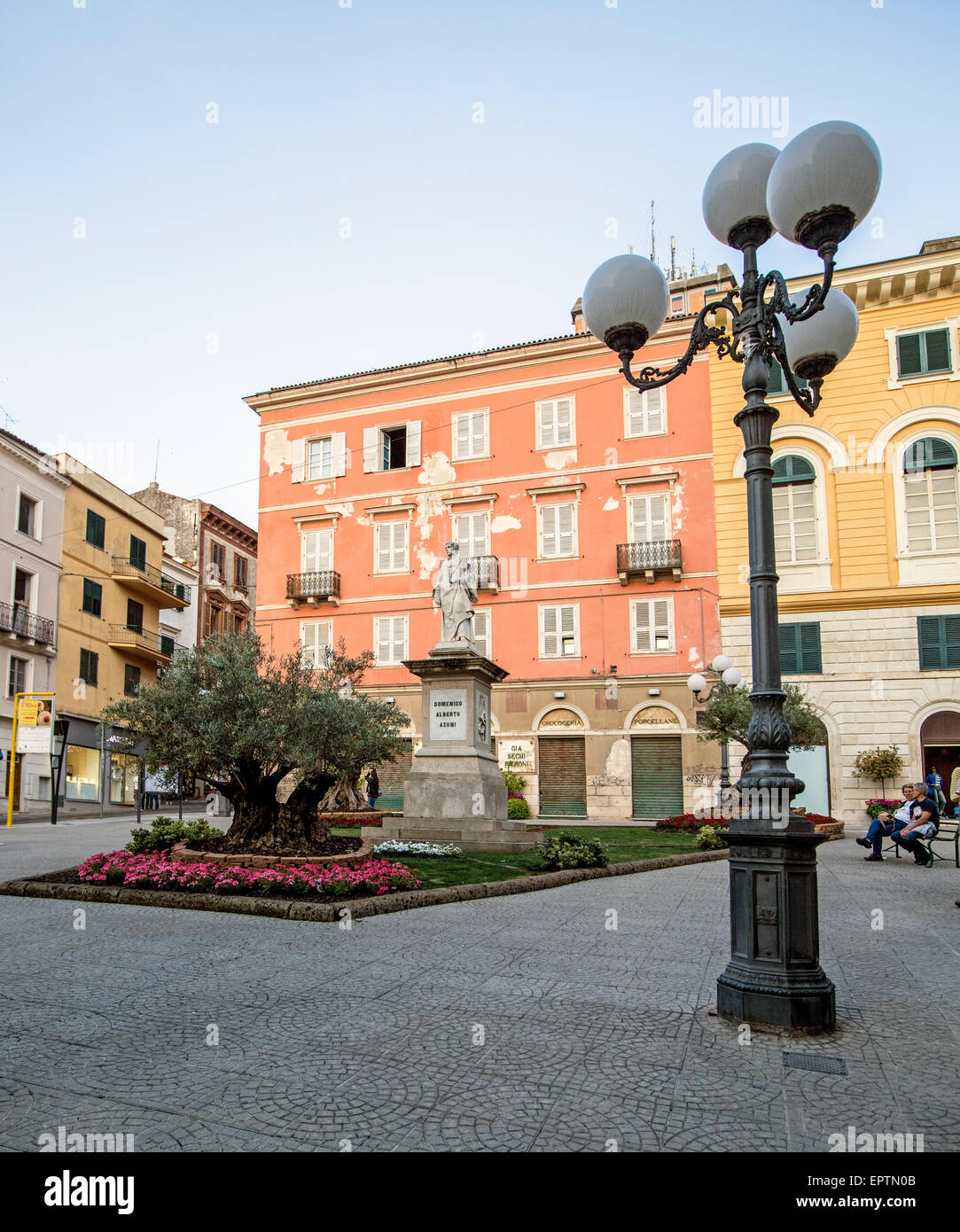 Mittelalterliche Sassari auf Sardinien Nacht Stockfoto