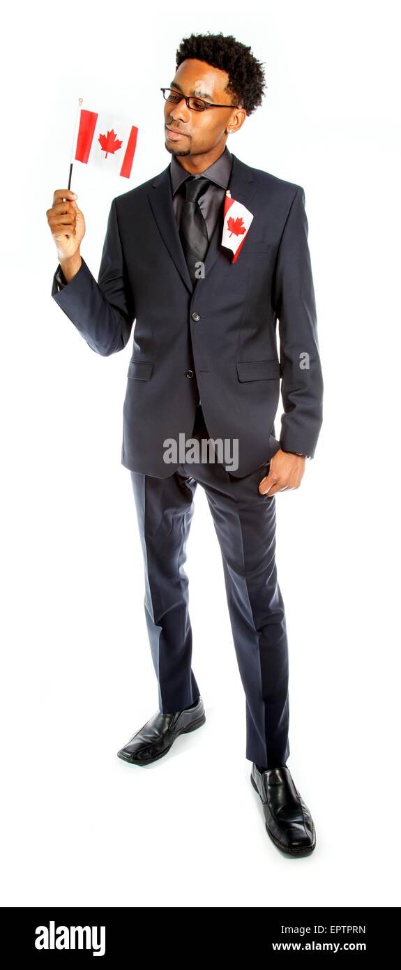 Attraktive afro-amerikanische Business Mann posiert im Studio isoliert auf weißem Hintergrund Stockfoto