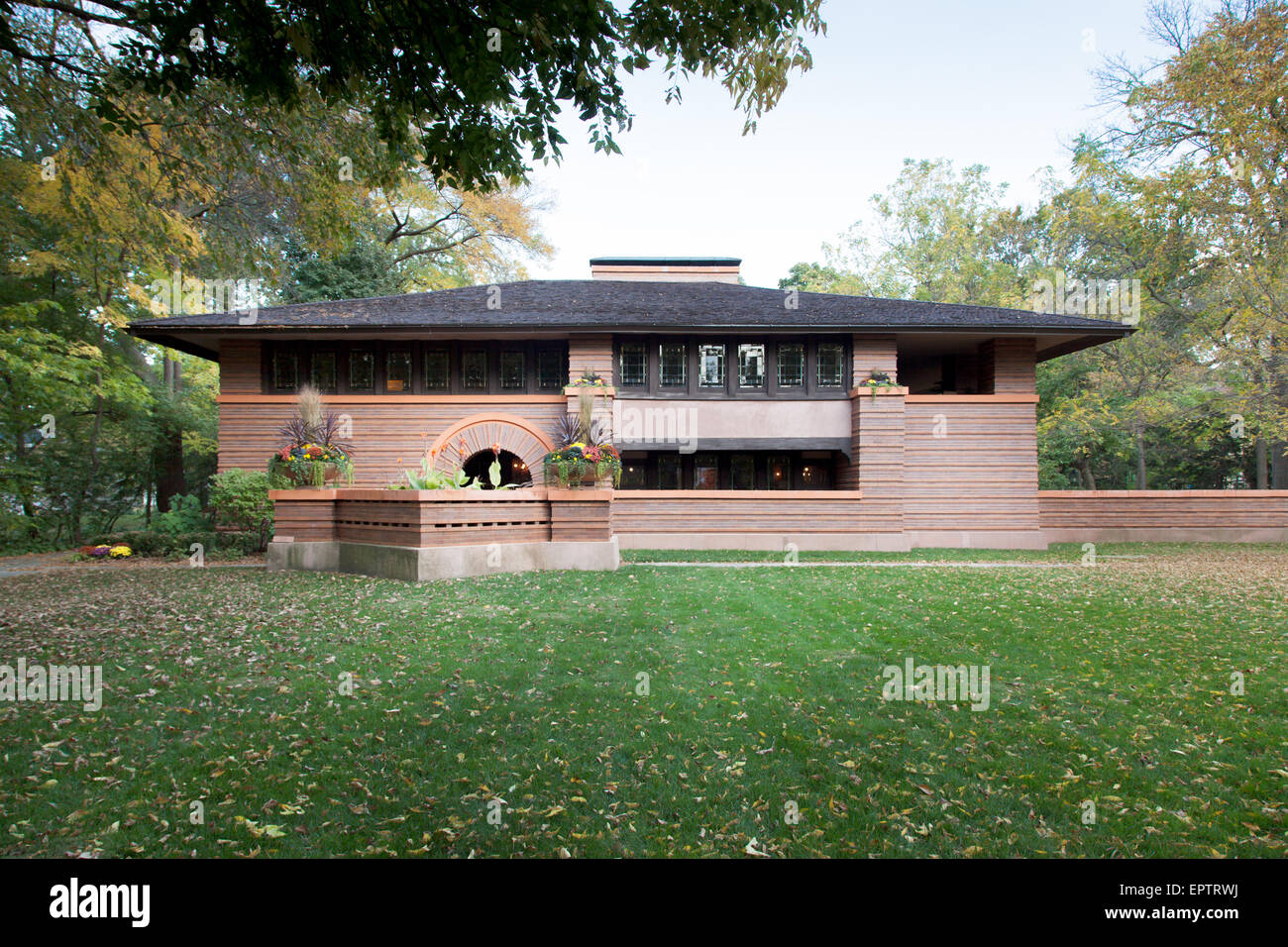 Fassade eines Herrenhauses, Chicago, Cook County, Illinois, USA Stockfoto