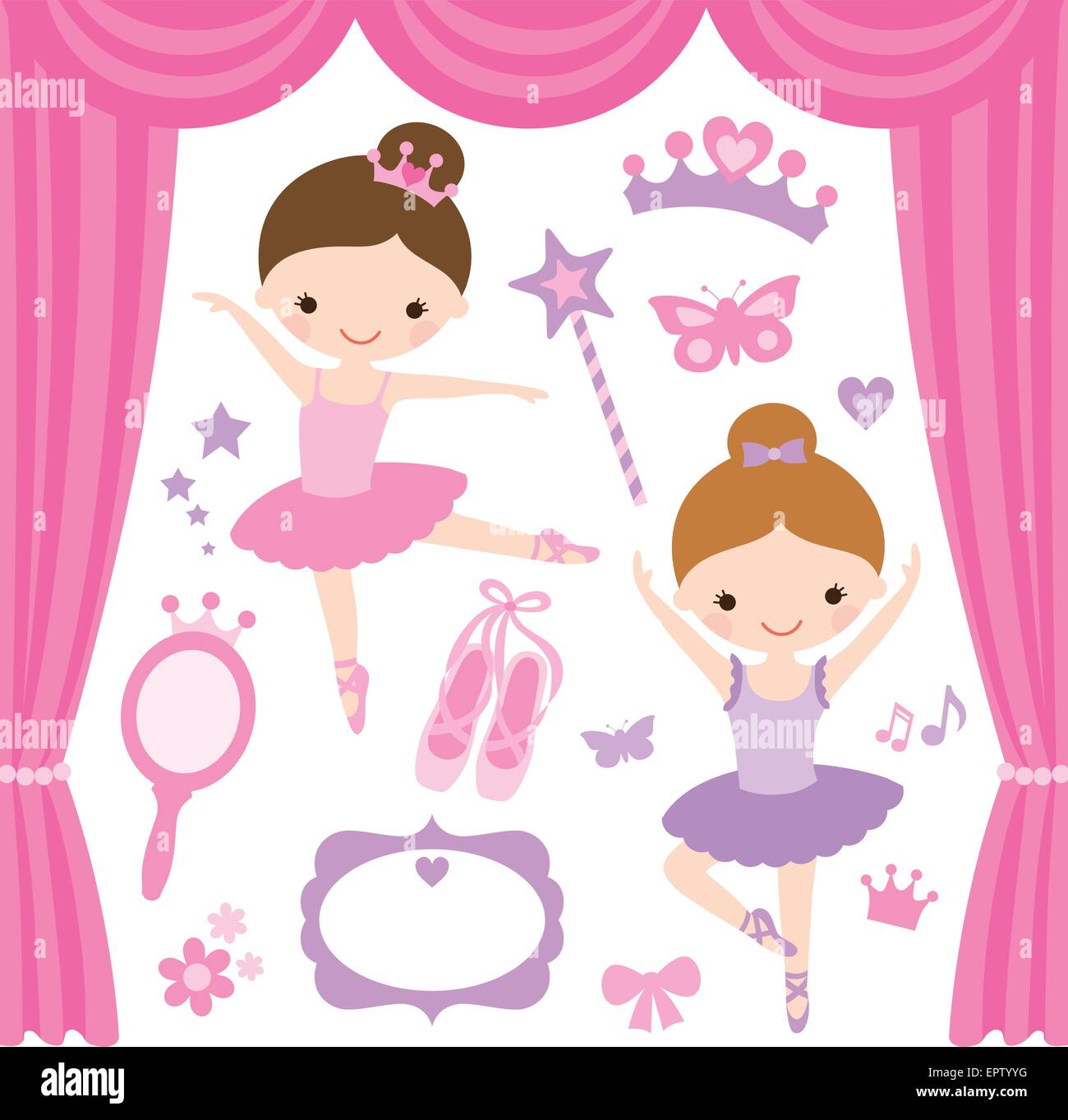Vektor-Illustration von kleinen Ballerinas und andere Verwandte Artikel. Stock Vektor