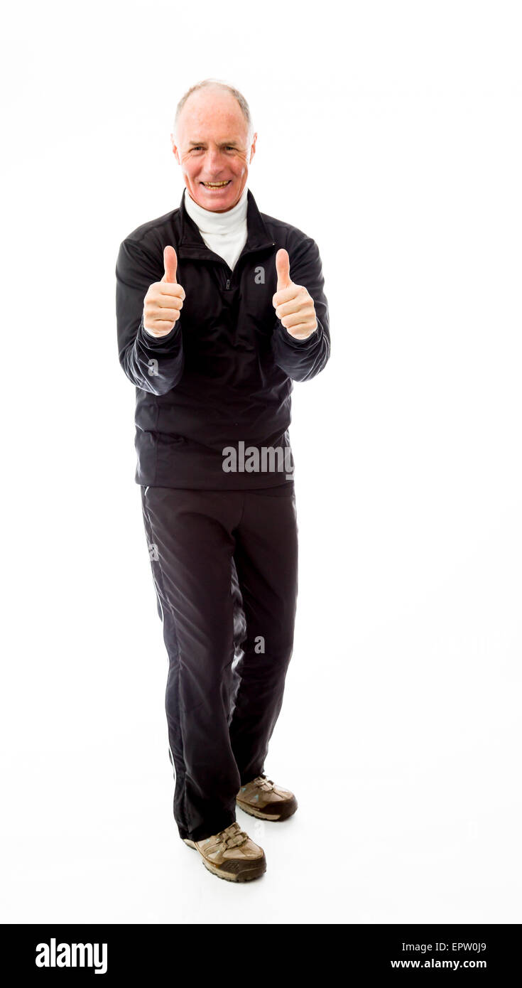 Senior woman mit Daumen hoch Geste Stockfoto