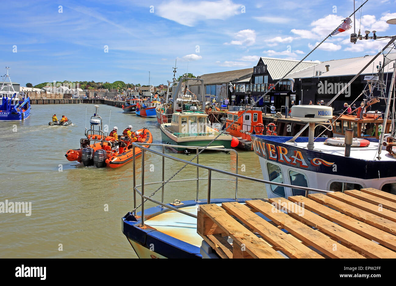 Einen geschäftigen Hafen an der Fischerei Stadt Whitstable in Kent Stockfoto