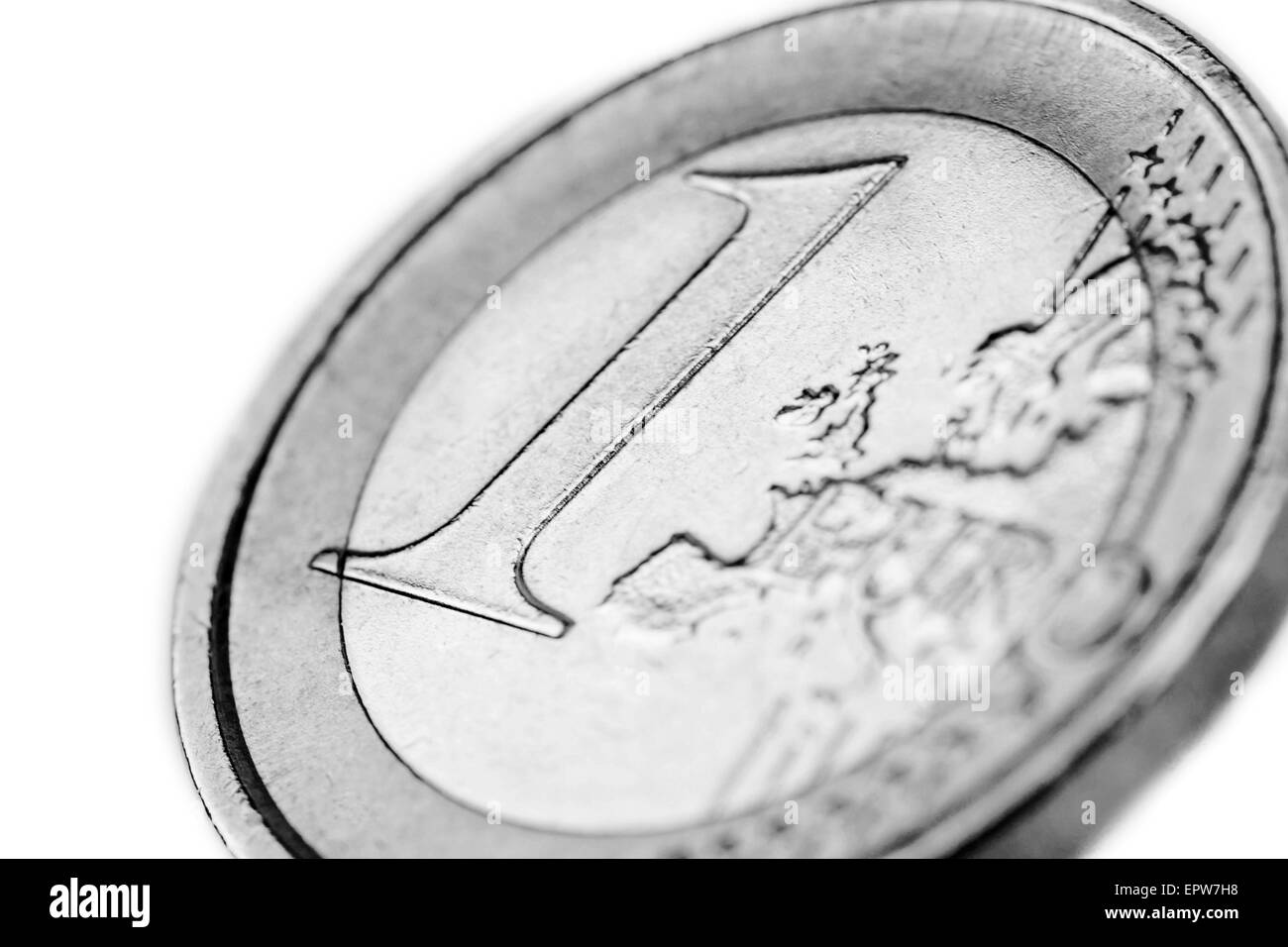 Ein-Euro-Münze, Isolated on White Background Stockfoto
