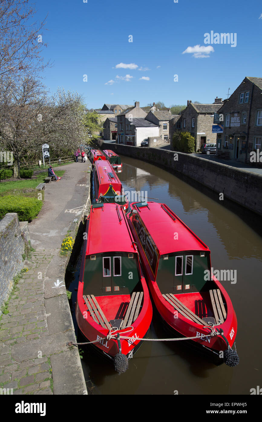 Stadt von Skipton, England. Malerische Aussicht des Ortsverbandes Thanet der Leeds, Liverpool Canal. Stockfoto