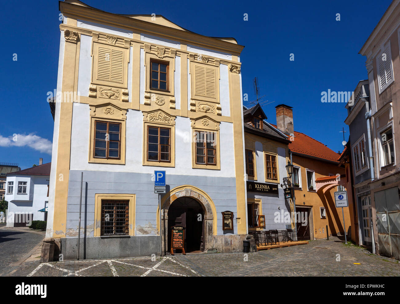 Historische Altstadt von Jindrichuv Hradec, Südböhmen, Tschechische Republik Europa Stockfoto