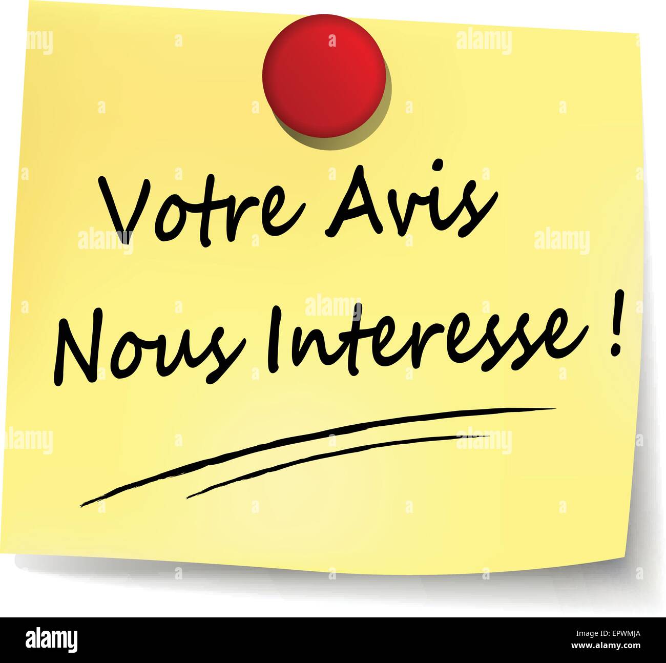Illustration der Umfrage gelben Hinweis (französische Übersetzung) Stock Vektor
