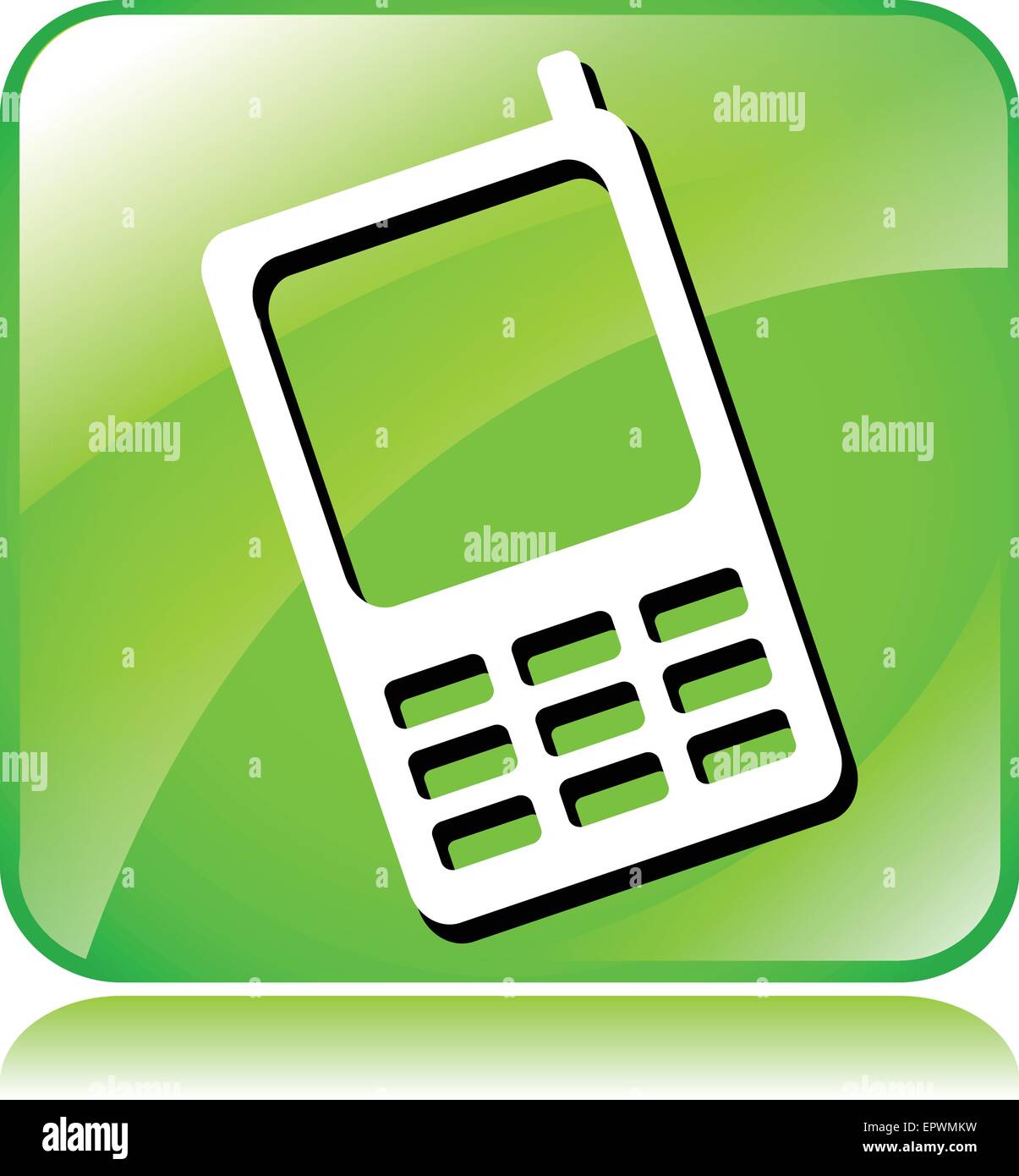 Illustration der grünen Handy Symbol auf weißem Hintergrund Stock Vektor