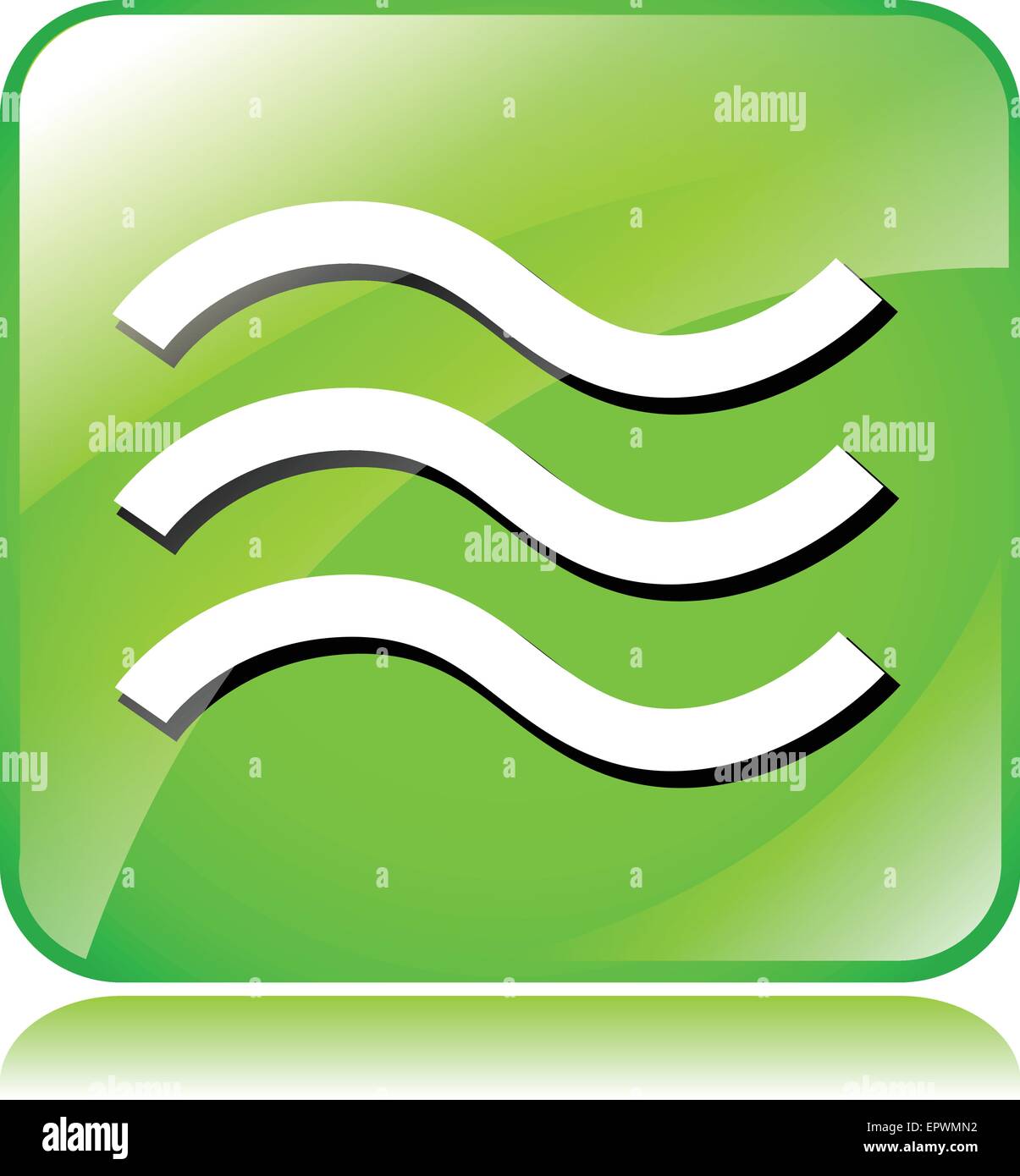 Abbildung von grünen Wellen-Symbol auf weißem Hintergrund Stock Vektor