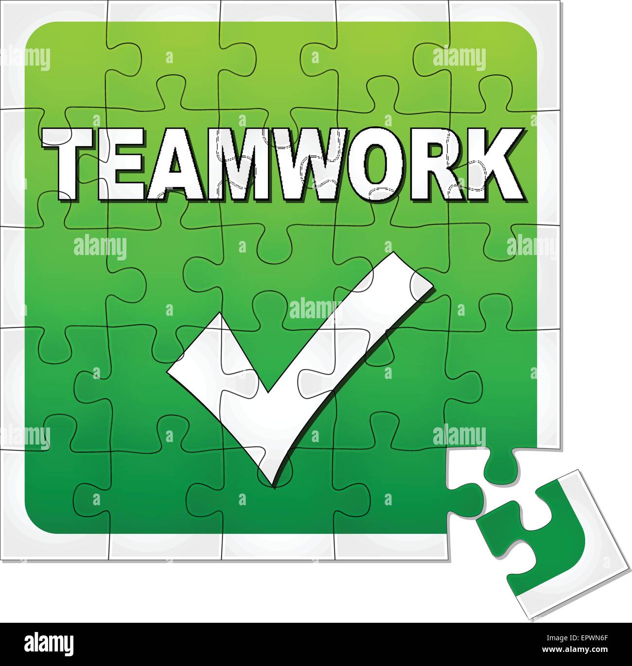 Abbildung von Teamarbeit grüne Jigsaw Puzzle design Stock Vektor