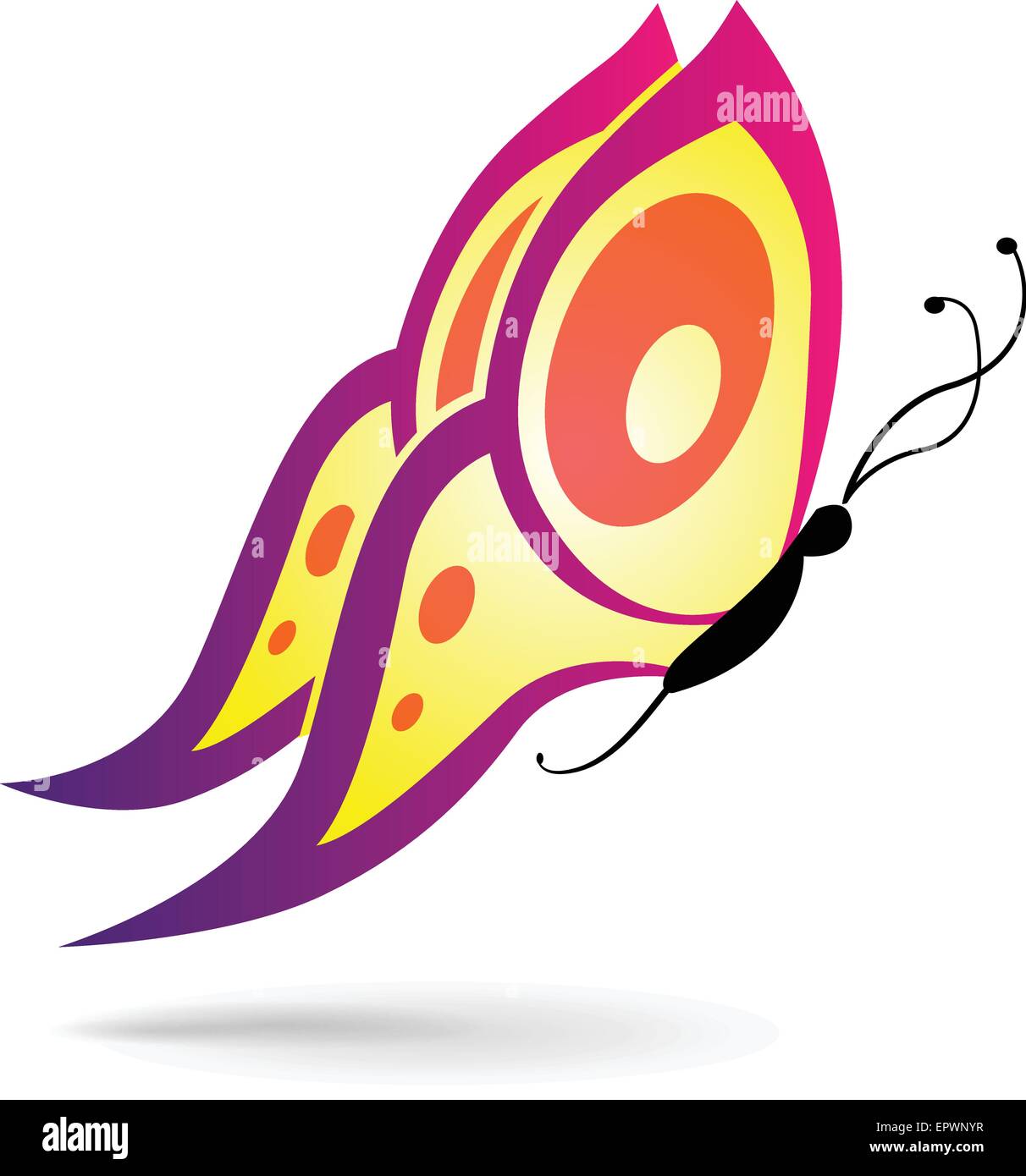 Illustration der bunten Schmetterling auf weißem Hintergrund Stock Vektor