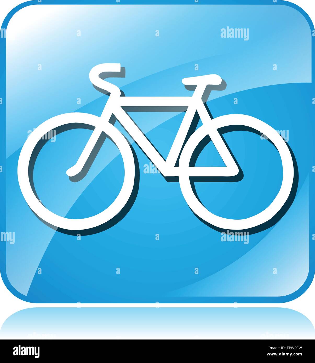 Außenillustration Fahrrad blauen Quadrat auf weißem Hintergrund Stock Vektor