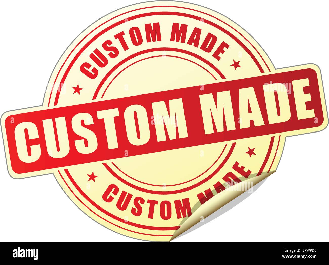 Illustration des benutzerdefinierten Label made Design rot-Ikone Stock Vektor