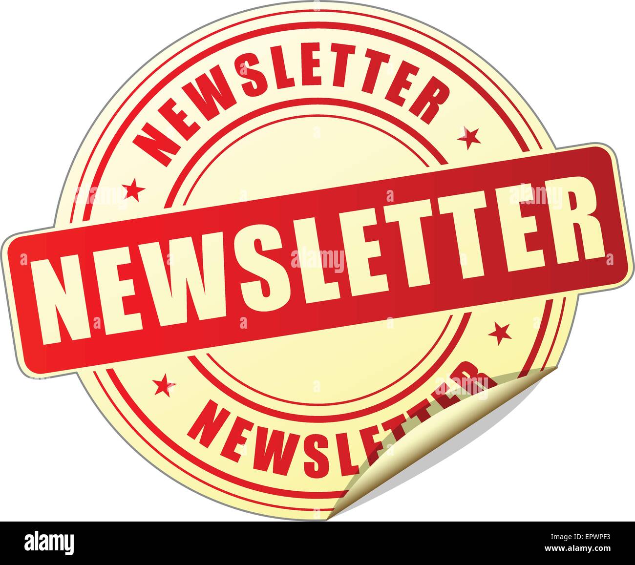 Illustration des Newsletter-Label-Design rot-Ikone Stock Vektor