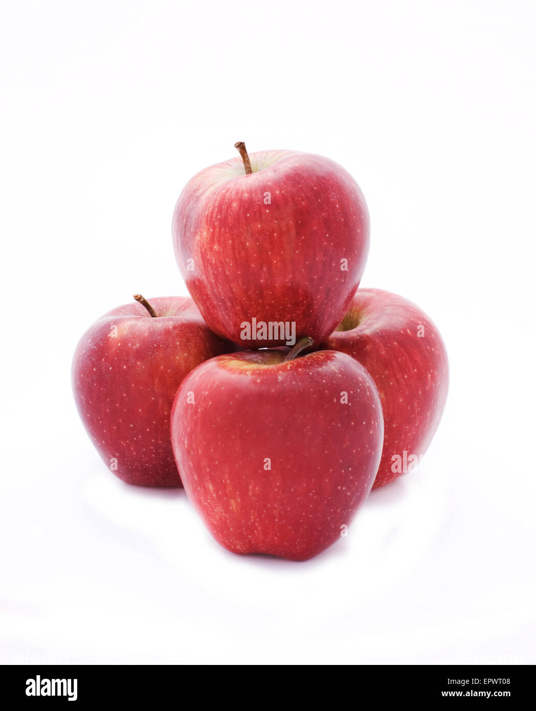 Rote Äpfel auf einem weißen Hintergrund Stockfoto