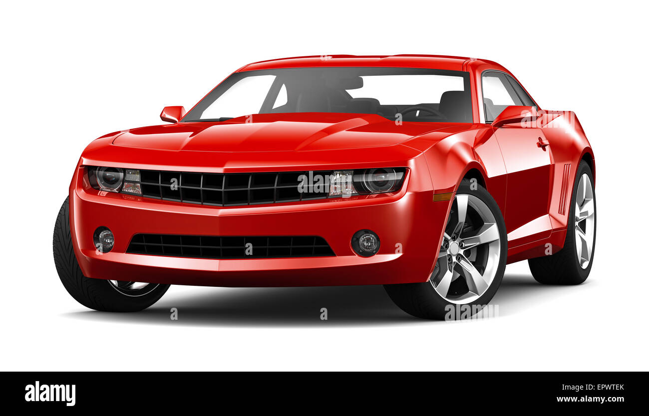 Muscle-Car rot auf weißem Hintergrund Stockfoto