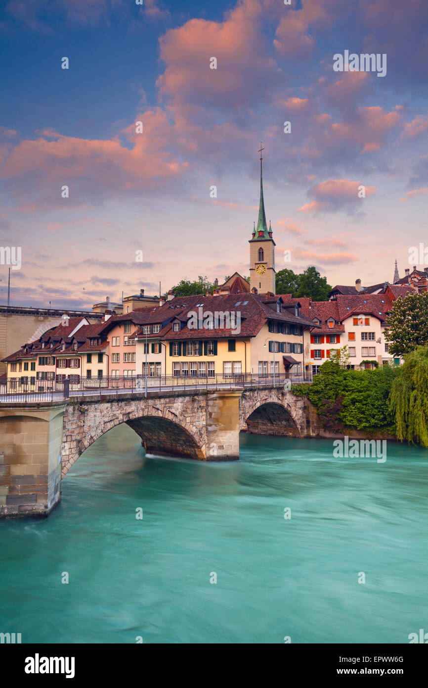 Bern. Bild von Bern, Hauptstadt der Schweiz, bei Sonnenaufgang. Stockfoto