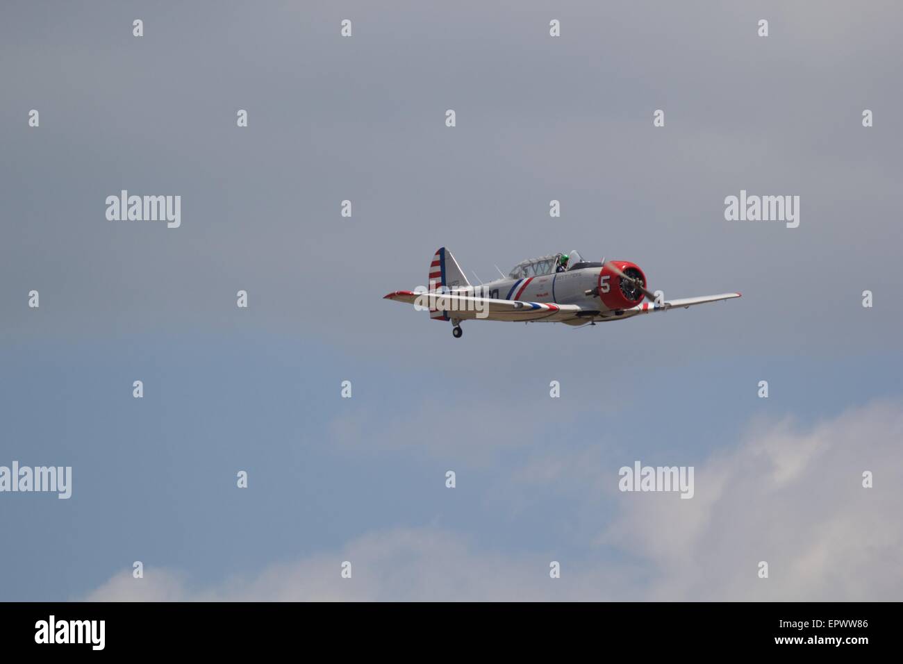 Geico Skytypers T-6 Aerobatic Team führt am Great New England Air Show, Westover Air Reserve Base, Chicopee, Massachusetts Stockfoto