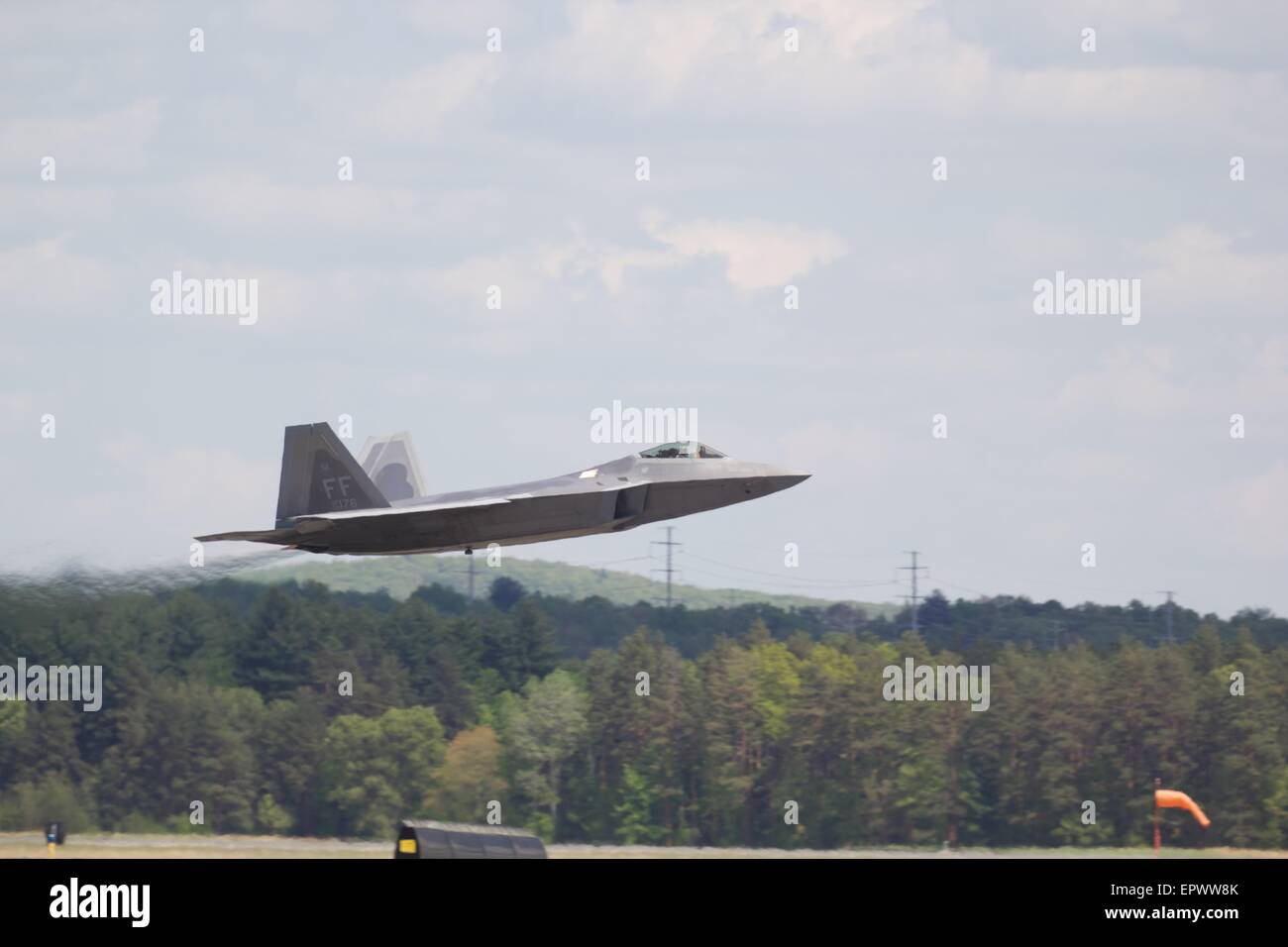 United States Air Force F-22A Raptor Düsenjäger dispaying auf der großen New England Airshow Westover Air Reserve Base, 2015 Stockfoto