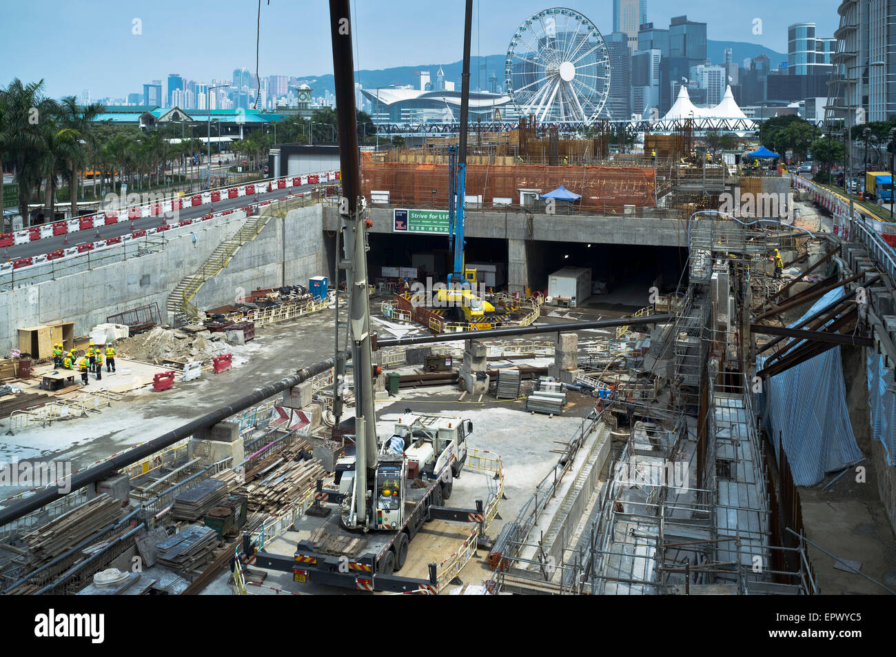 dh Bauarbeiten CENTRAL HONG KONG Road urbar Stockfoto