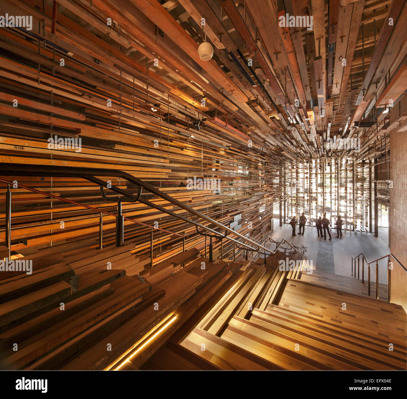 Recyceltem Holz Interieur des Hotel Hotel, Nishi, Canberra, Australien Stockfoto