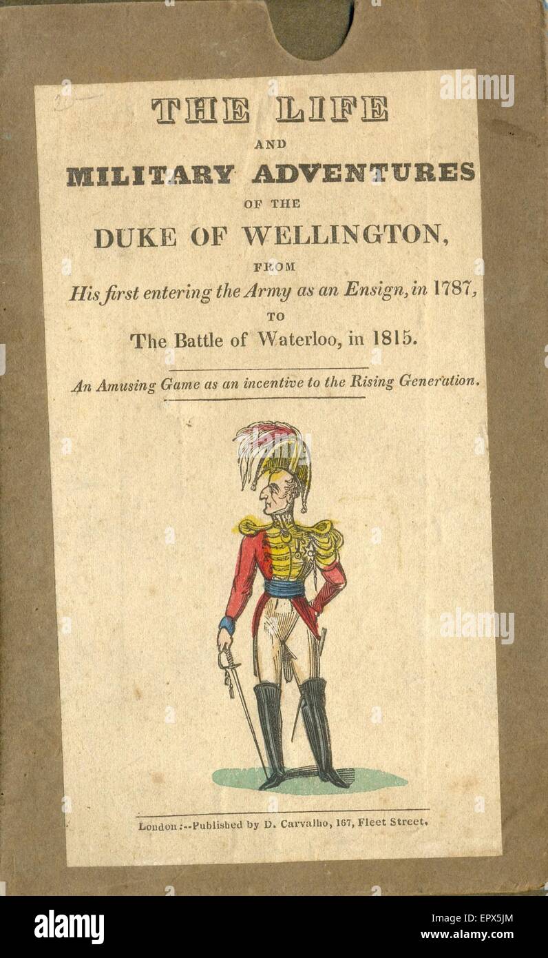 Schlüpfen Sie bei farbigen Brettspiel Hand auf das Leben und die militärischen Abenteuern des Herzogs von Wellington 1787 bis 1815 Stockfoto