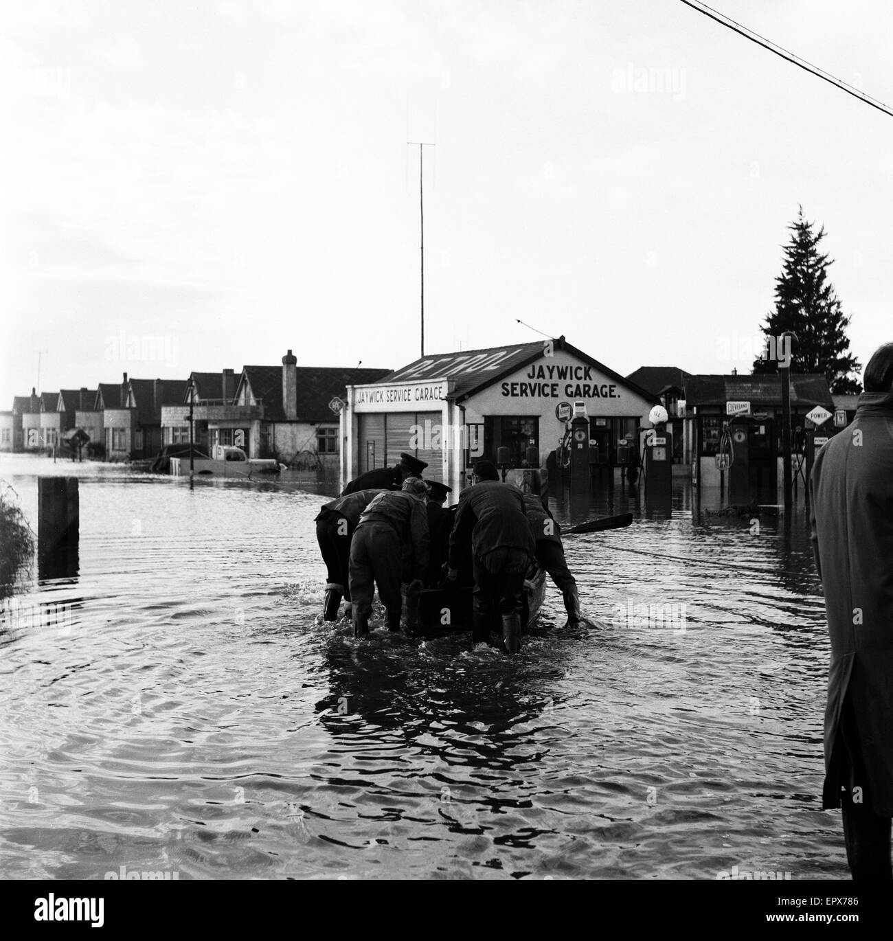 Überschwemmungen in Jaywick, Essex, Februar 1953. Stockfoto