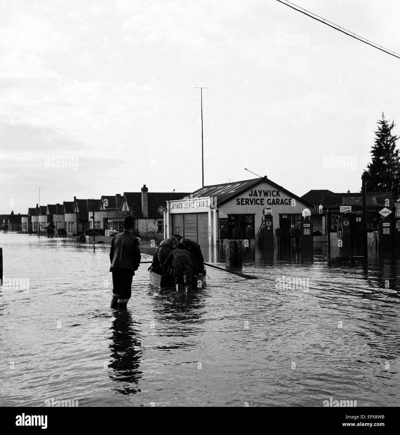Überschwemmungen in Jaywick, Essex, Februar 1953. Stockfoto
