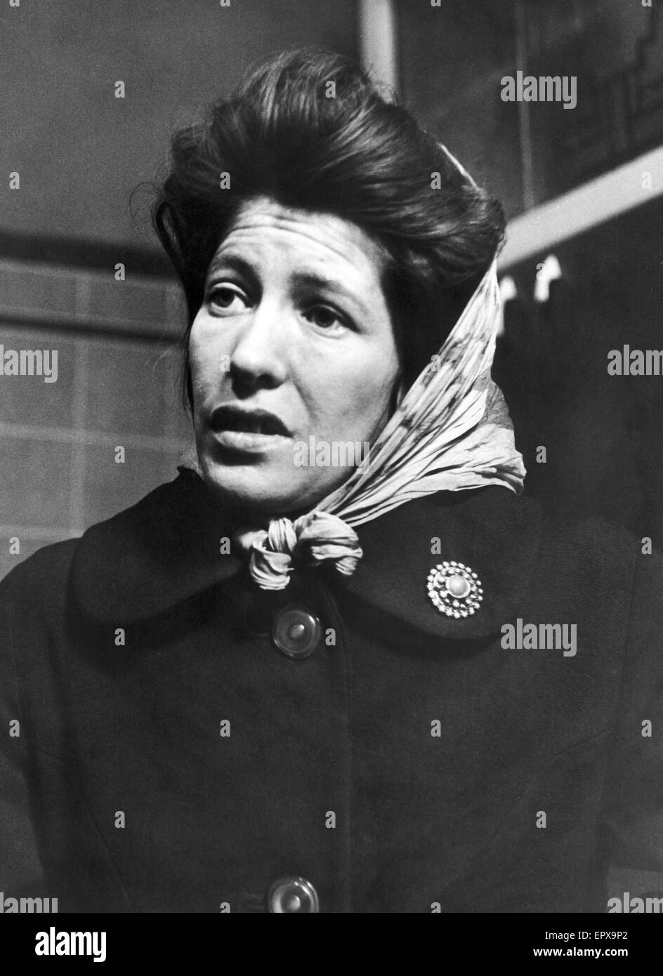 Joan Reade, Mutter des verschwundenen Mädchens, Pauline Reade, 18. Oktober 1966.  Die Überreste von Pauline Reade, fanden im Saddleworth Moor, in der Nähe von Oldham, in den frühen Morgenstunden des 1. Juli 1987. Pauline Reade wurde entführt und getötet von Ian Brady und Myra Hindley auf 1 Stockfoto