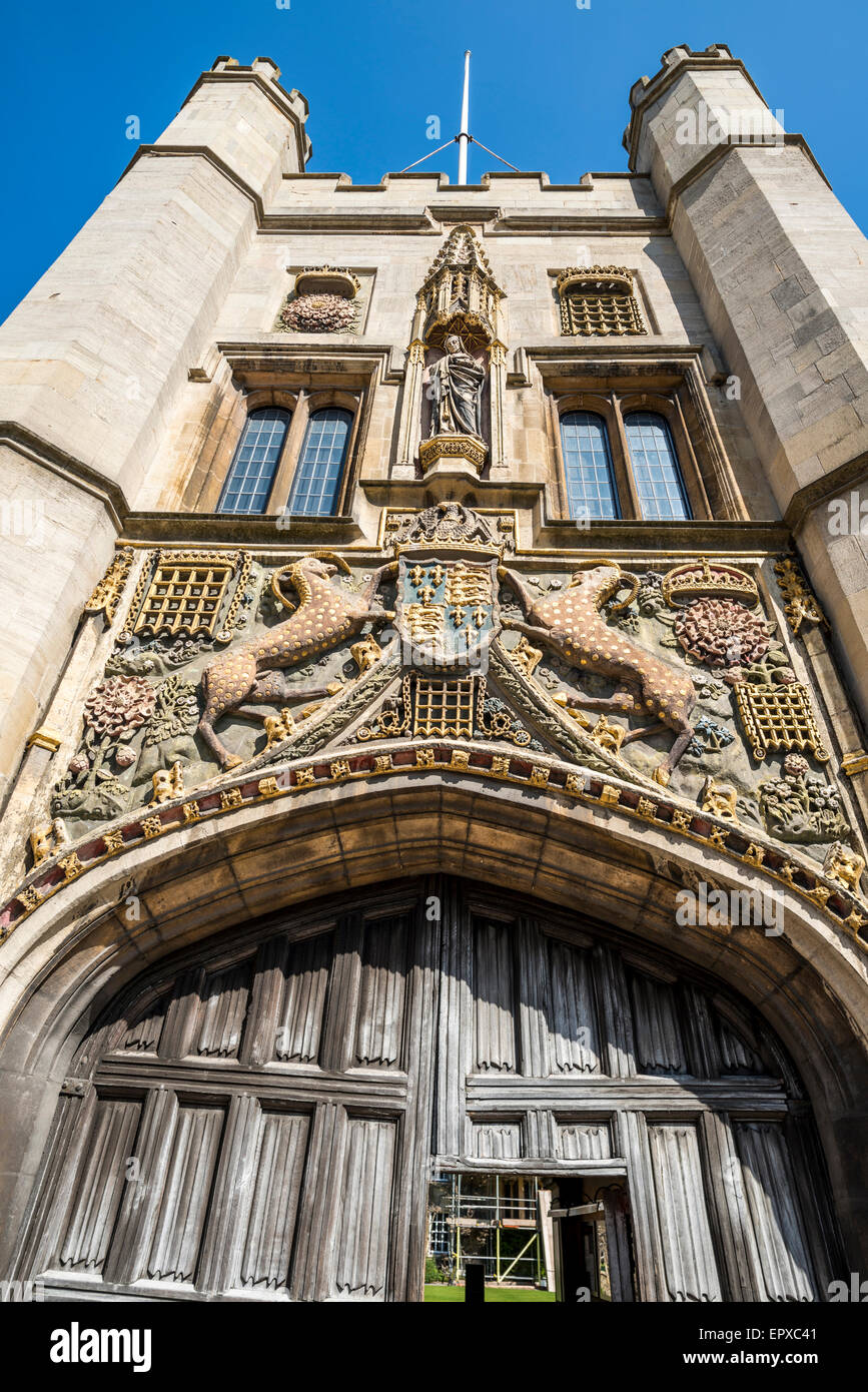 vor dem Eingang und Torhaus, Christi College der Universität Cambridge Stockfoto