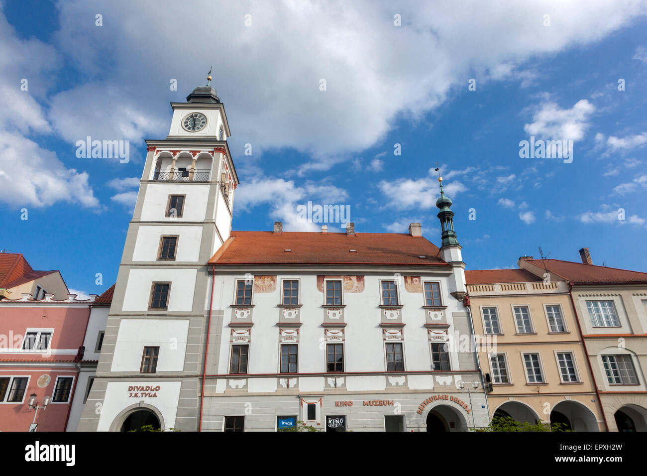 Historische Altstadt, Rathaus, Trebon, Tschechisch, Stockfoto