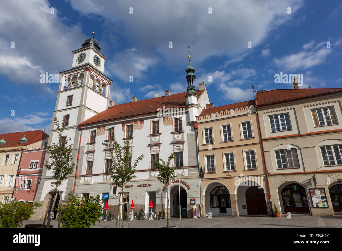 Historische Altstadt, Rathaus, Trebon, Tschechisch, Stockfoto