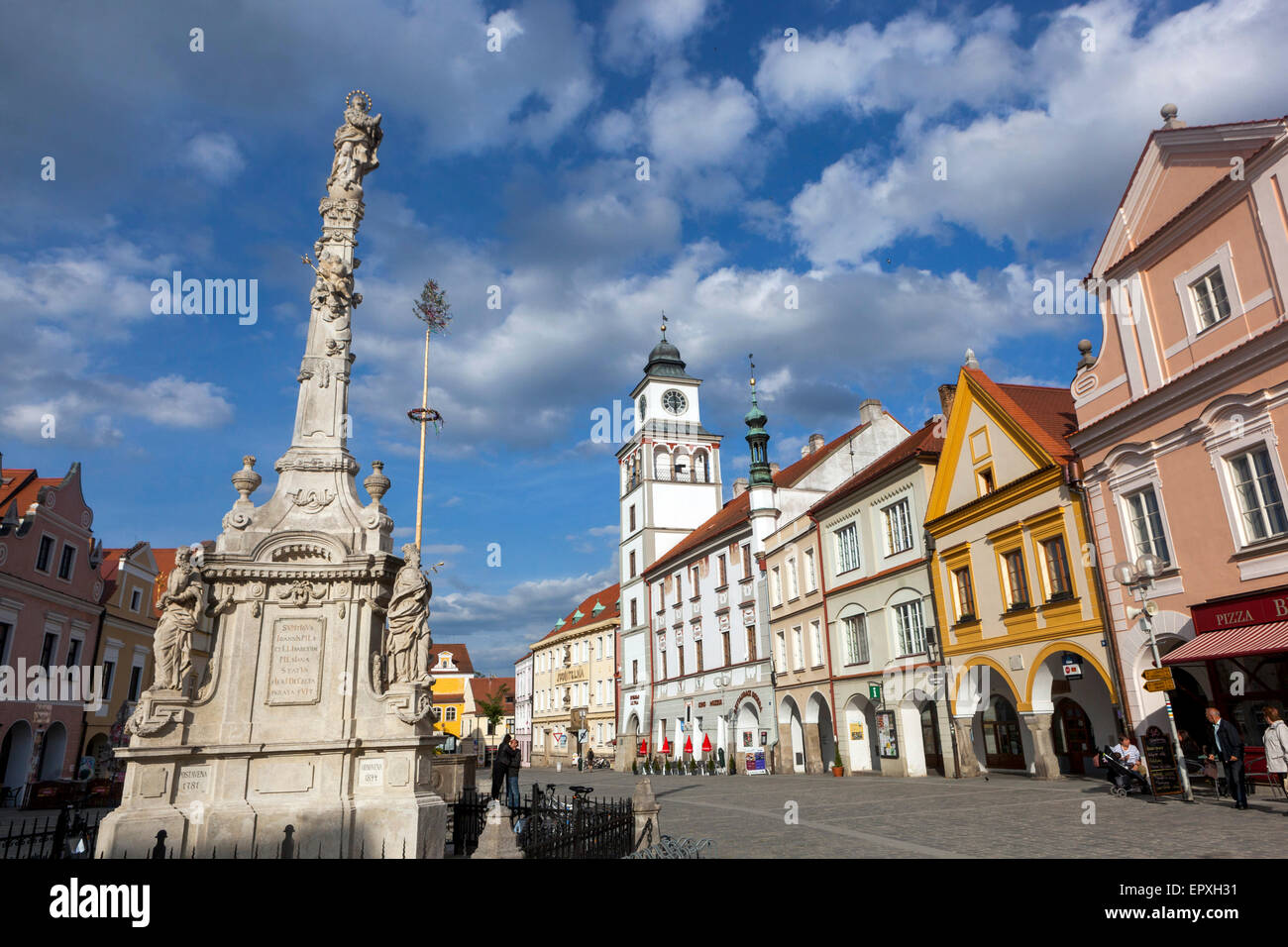 Historische Altstadt, Rathaus, Trebon, Tschechische Republik Stockfoto