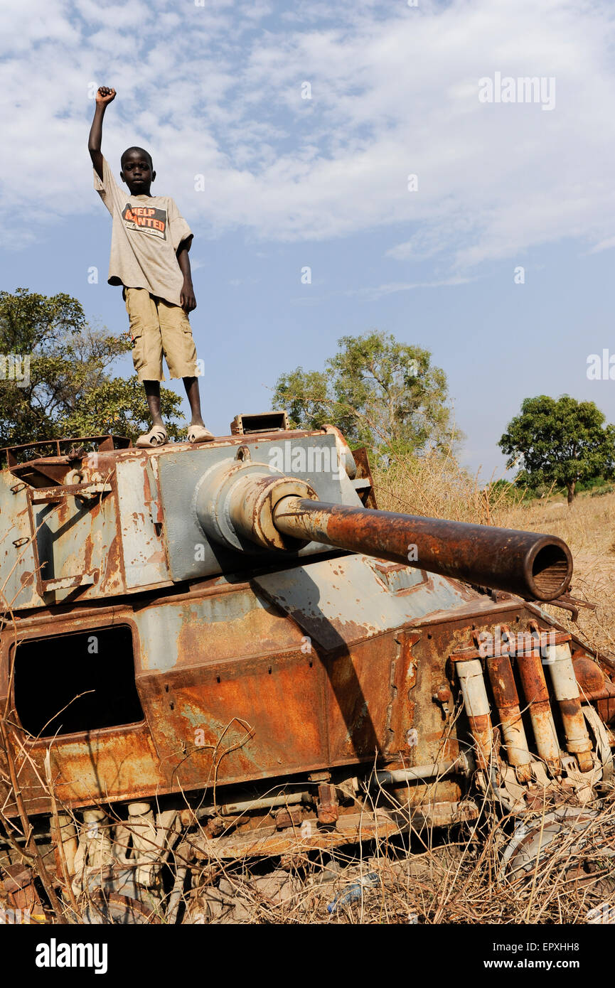 Südsudan, Lakes State, Rumbek, Wrack gepanzerter Wagen FV601 Saladin, der Panzer wurde von der SPLA von der SAF während des zweiten sudanesischen Bürgerkriegs gefangen genommen Stockfoto