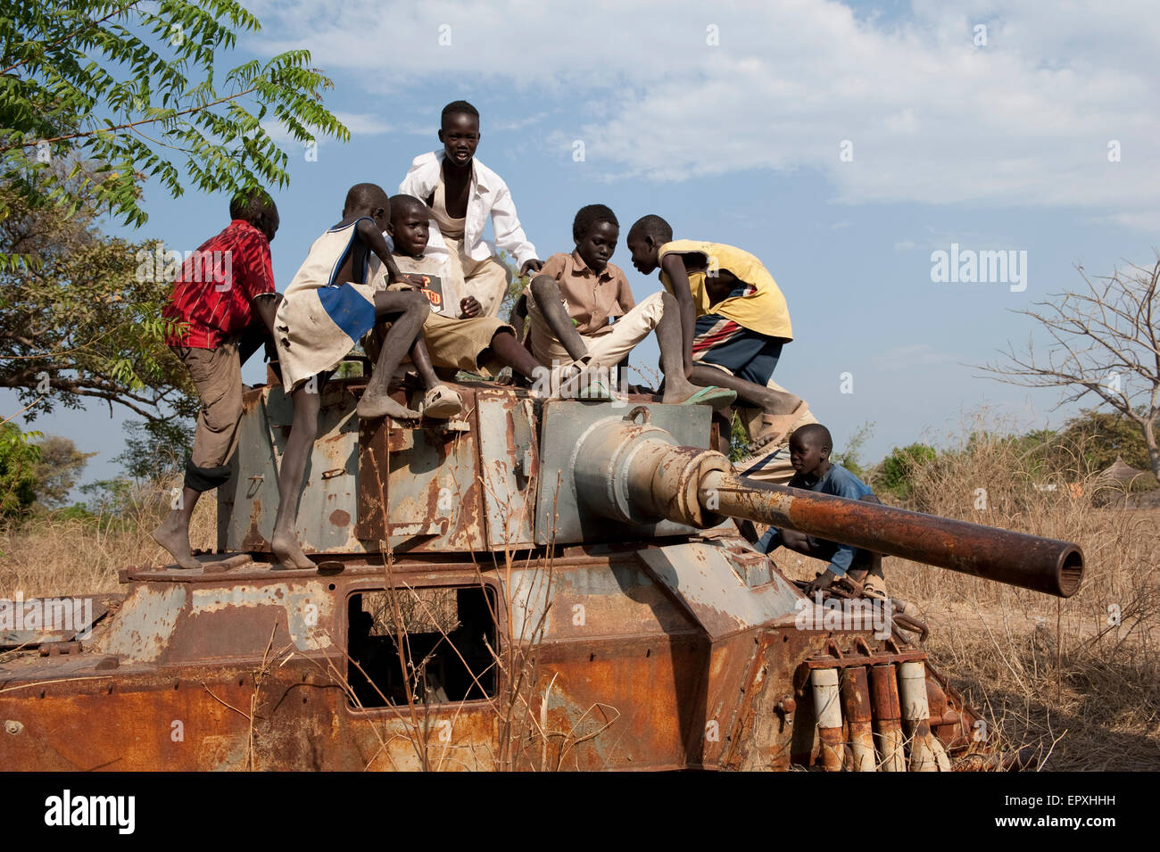 Südsudan, Lakes State, Rumbek, Wrack gepanzerter Wagen FV601 Saladin, der Panzer wurde von der SPLA von der SAF während des zweiten sudanesischen Bürgerkriegs gefangen genommen Stockfoto