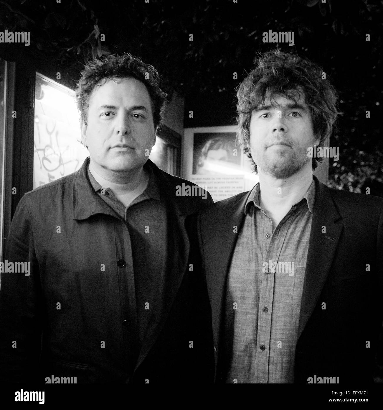 Tom Scharpling und Jon Wurster im Silent Movie Theatre in Los Angeles, Kalifornien im März 2015. Stockfoto