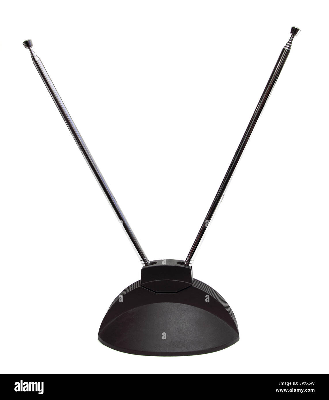 Alte tv-Antenne über weiß Stockfoto