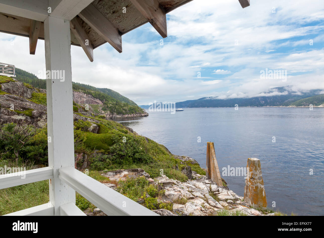 Fluss vom Beobachtungspunkt, Saint Lawrence River, Quebec, Kanada Stockfoto
