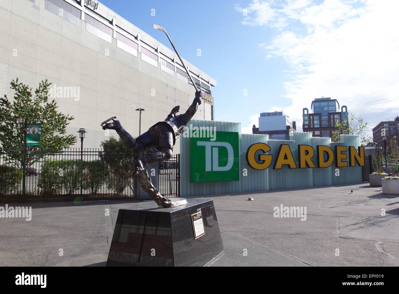 Bobby Orr Statue an TD Garden, Boston, Massachusetts. Bildhauer: Harry Weber Stockfoto