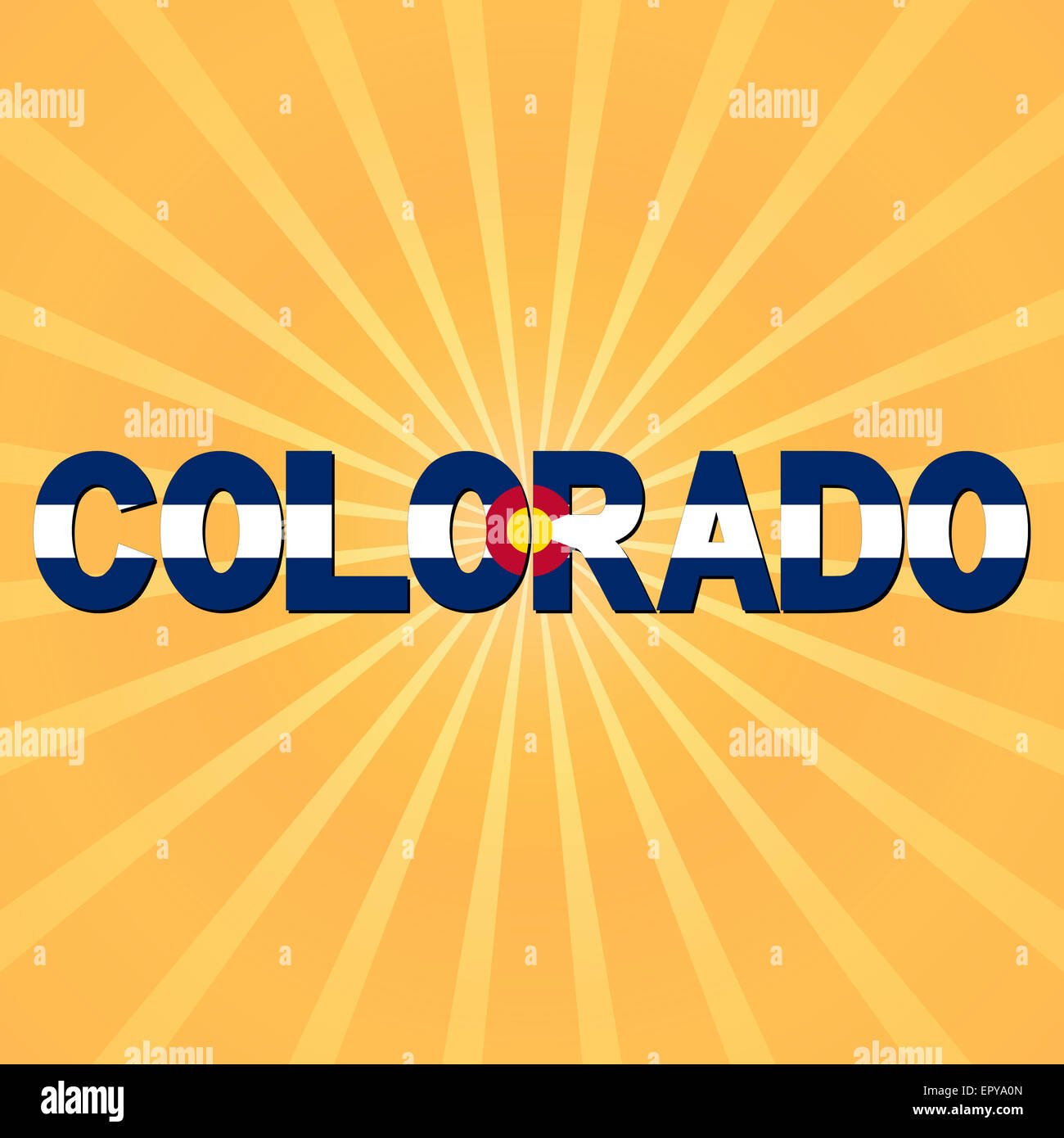 Colorado Flag Text mit Sunburst illustration Stockfoto