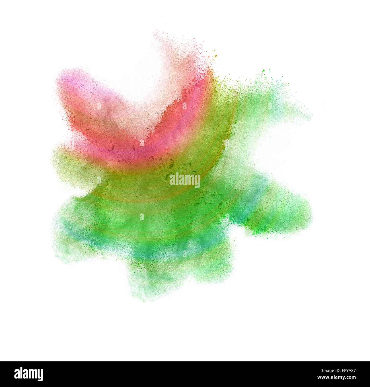 Farbpulver auf schwarzem Hintergrund isoliert Stockfoto